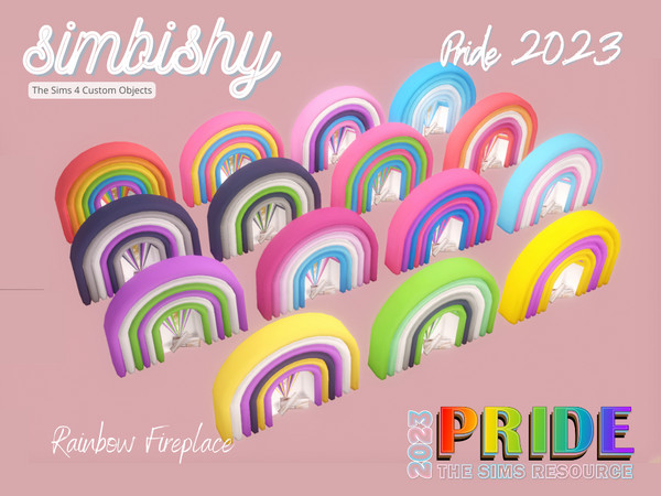 Sims 4 — Pride 2023 - Rainbow Fireplace by simbishy — The gaudiest fireplace of them all! 15 swatches to express yourself