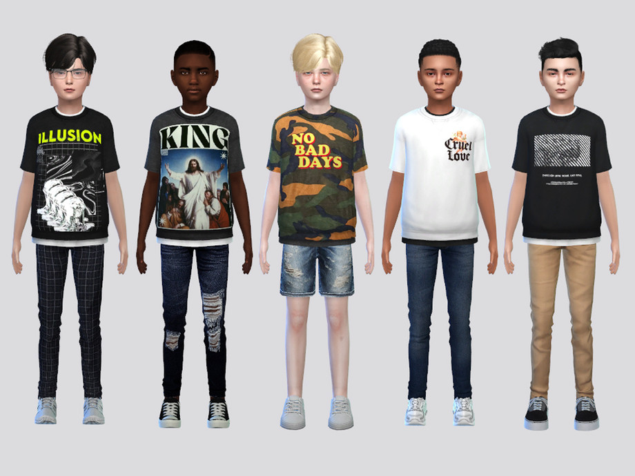 The Sims Resource - Vibes Graphic Tees Boys