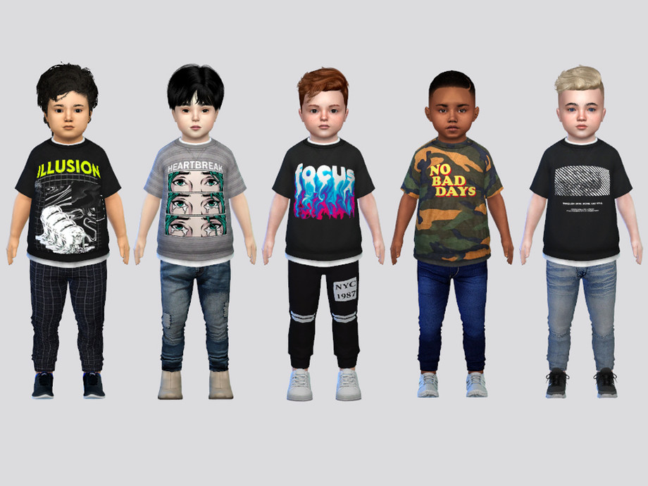 The Sims Resource - Vibes Graphic Tees Toddler