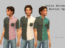 Sims 4 — Color Block Button Up by CorruptColours — Color Block Button Up Shirt Recolor Base Game Available 7 Swatches