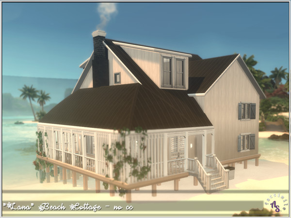 Sims 4 — "Lana" Beach Cottage - no cc by facsimile_as — Cute little getaway or rental or maybe even a permanent