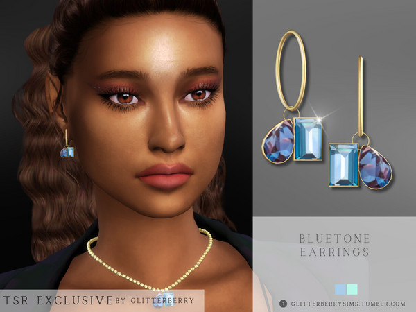 The Sims Resource - Bluetone Earring