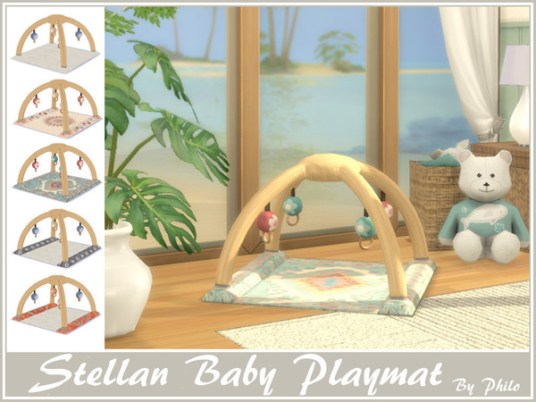 Sims 4 — Stellan Baby Playmat by philo — Baby playmat in neutral color for a soft boho nursery. 5 Swatches