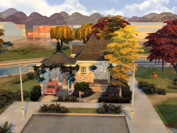 Sims 4 — Willow Creek Cottage no cc by sgK452 — Pretty little townhouse with swimming pool