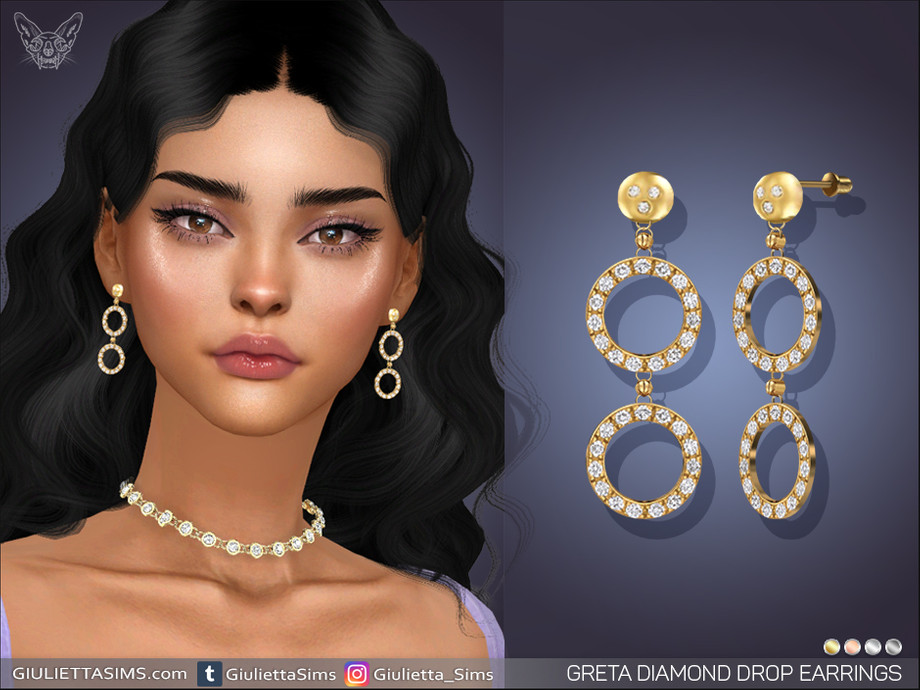 The Sims Resource - Greta Diamond Drop Earrings