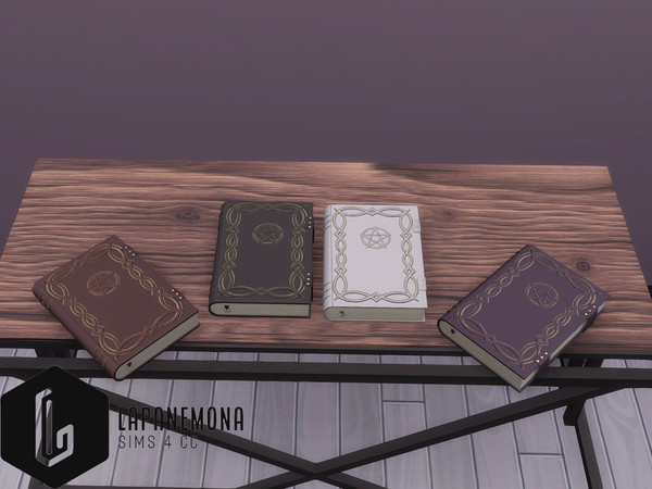 Sims 4 — HEX - Modern witch living room - Leather grimoire by Lapanemona — 1620 polygons - 4 swatches