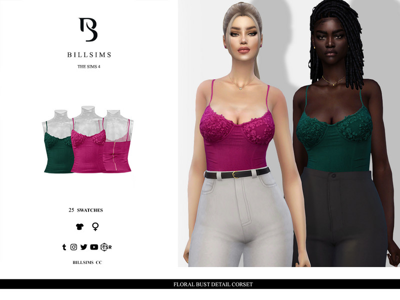 Sims 4 The Sims Resource | Floral Bust Detail Corset by TSR Creator