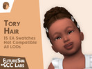 Sims 4 — Tory Hair for Infants by FutureSim_CC_Labs — A curly high bun with barrettes. - Base game compatible - Maxis