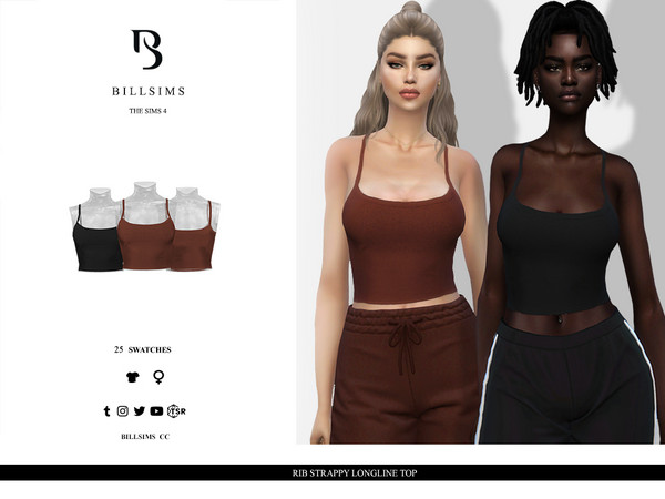 The Sims Resource - Rib Strappy Longline Top