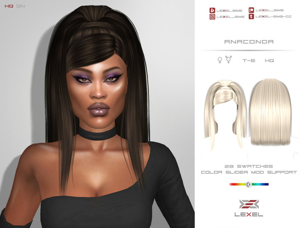 The Sims Resource - Anaconda (Hairstyle)