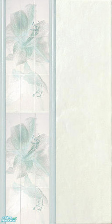 Sims 2 — inca -inca bloom left by skinflin — cream green wall aqua green flower border tile+ pale blue border tile