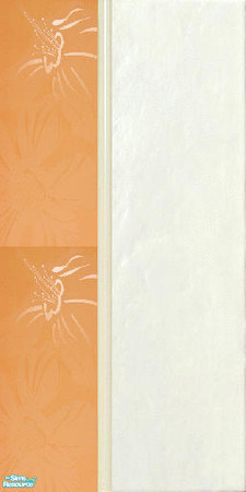 Sims 2 — biglo set - biglo fiorili left by skinflin — cream green wall orange flower border tile left.