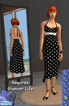 Sims 2 — Fancy Dots by Jron — A dressy every day outfit for your Glamour Sims. This white dotted black fauntleroy silk,