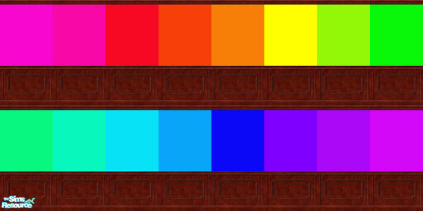 Sims 2 — Rainbow Wall Collection 1 by Shimona70 — A collection of 16 different colors of walls with paint and dark wood