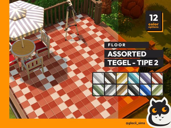 Sims 4 — Assorted Tegel_Tipe 2 by Glacii — Floor set Base game friendly cost 5 simoleons