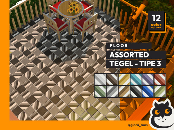 Sims 4 — Assorted Tegel_Tipe 3 by Glacii — Floor set Base game friendly cost 5 simoleons