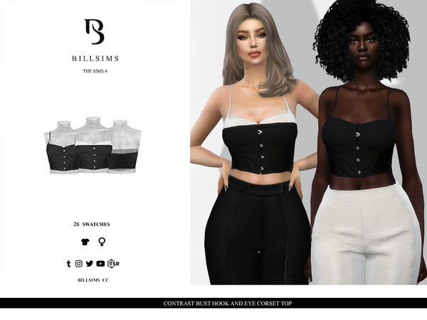 The Sims Resource - Contrast Bust Hook And Eye Corset Top