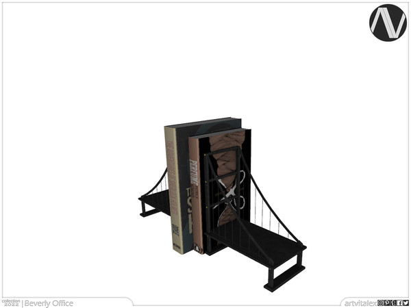 Sims 3 — Mid Century Modern | Beverly Bridge Bookends by ArtVitalex — Office And Study Room Collection | All rights