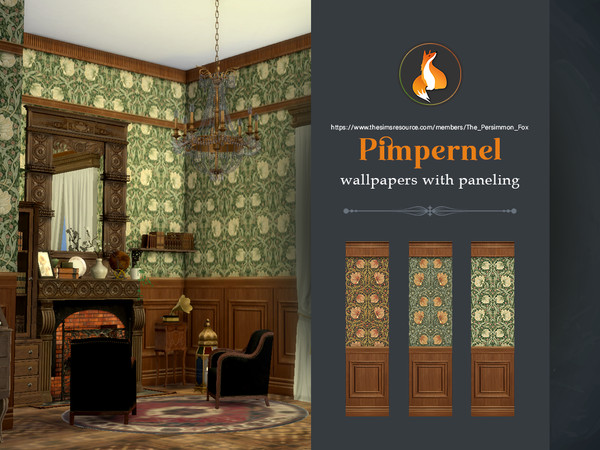Sims 4 — Victorian Wallpaper with paneling (Pimpernel) by The_Persimmon_Fox — Victorian Wallpaper with paneling