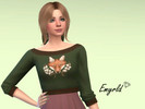 Sims 4 — Fox Art Crop Sweater (requires Realms of Magic) by Emyrld — fox art by jessica roux on cropped sweater