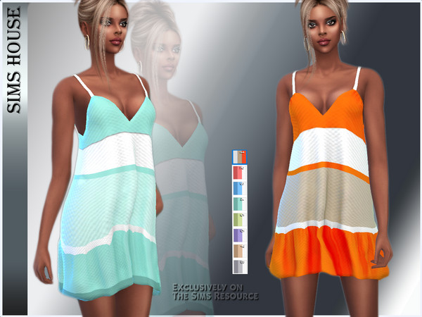 Sims 4 — SUNDRESS COLORBLOK by Sims_House — SUNDRESS COLORBLOK 8 options. Color block summer sundress for The Sims 4.