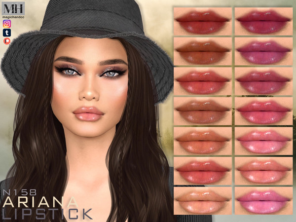 Sims 4 — [Patreon] Ariana Lipstick N158 by MagicHand — Lip gloss in 16 colors - HQ Compatible. Preview - CAS thumbnail