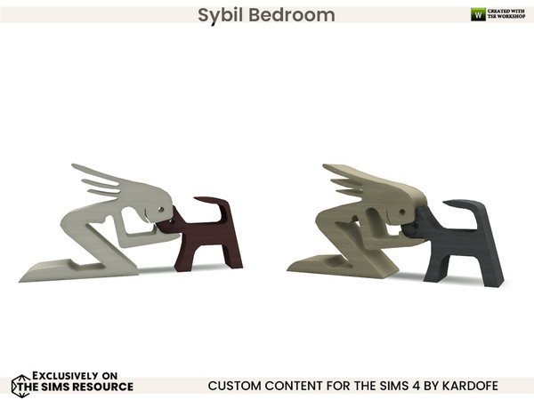 Sims 4 — Sybil Bedroom_Girl and her dog by kardofe — Funny decorative wooden figure, representing a girl and her dog, in