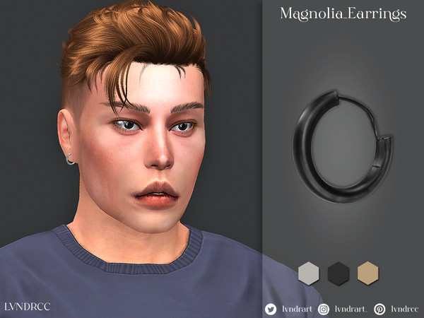 Sims 4 — Magnolia_Earrings[Men] by LVNDRCC — Timeless and minimalistic metal hoops in satin shine finish with leverback