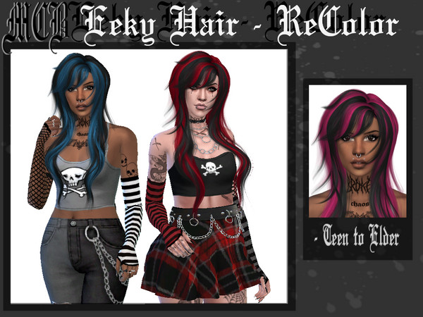 Sims 4 — Nilyn - Eeky - ReColor by MaruChanBe2 — Recolor for Nilyn's Eeky hair. 12 variations.