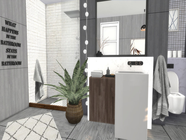 Sims 4 — Livia Bathroom by Suzz86 — Livia is a fully furnished and decorated bathroom. Size: 4x5 Value: $ 5,200 Short