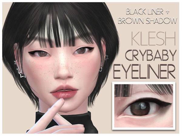 Sims 4 — [KLESH] CRYBABY EYELINER by klesh — category: makeup + eyeliner black eyeliner and dark brown shadow HQ