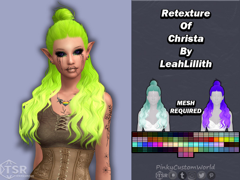 Sims 4 Retexture of Christa hair by LeahLillith by PinkyCustomWorld