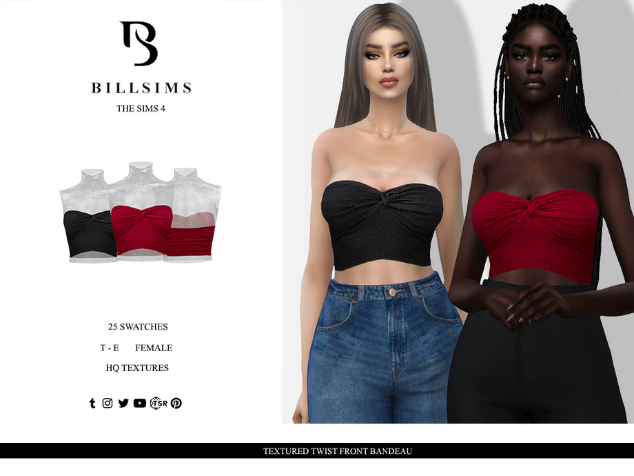 The Sims Resource - Textured Twist Front Bandeau