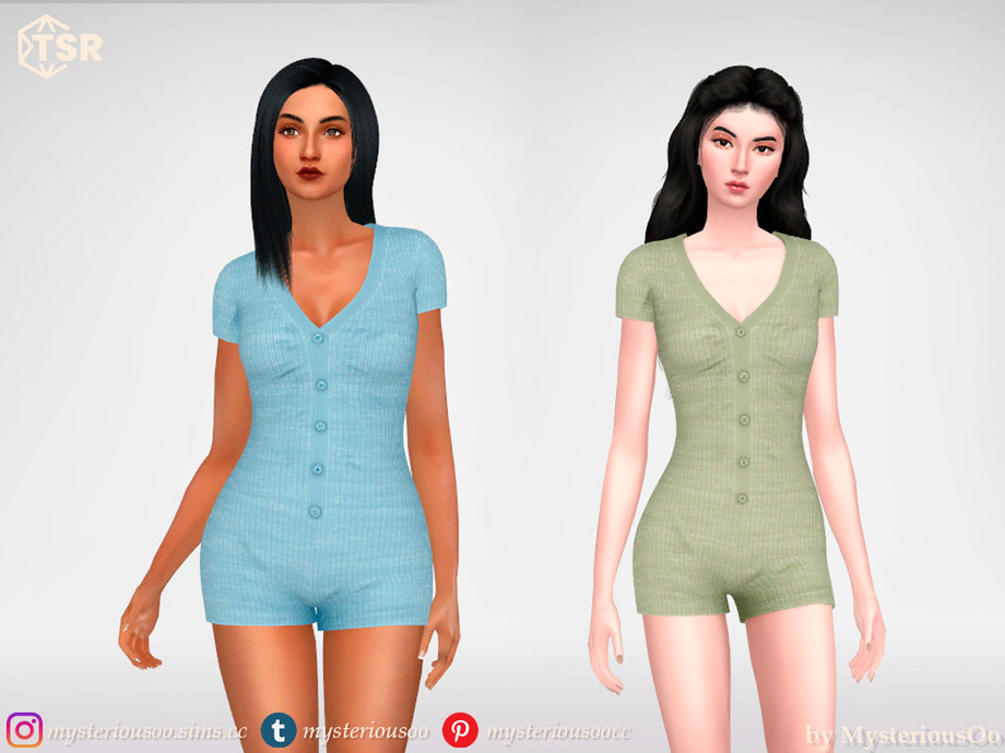 The Sims Resource - Knitted short jumpsuit with buttons