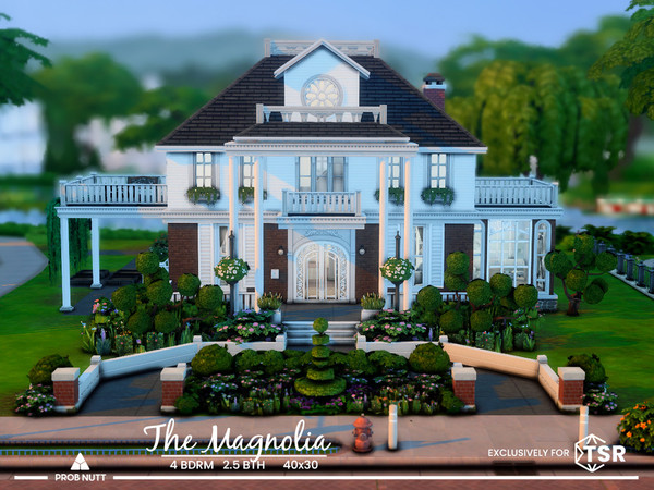 Sims 4 — The Magnolia Colonial by ProbNutt — The original elegance of this early 1920s Magnolia is a three-level Colonial