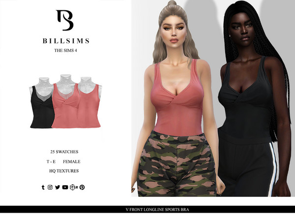 The Sims Resource - V Front Longline Sports Bra