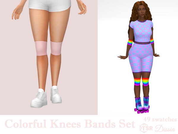 Sims 4 — Colorful Knees Bands Accessory (Left Bracelet Category) by Dissia — Knees bands in many solids colors and