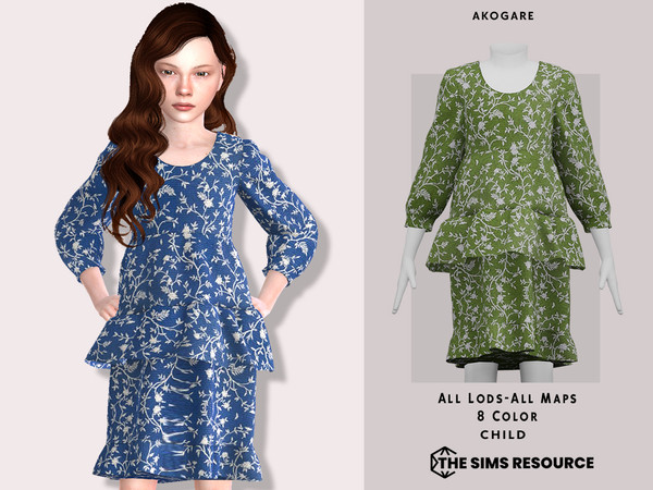 Sims 4 — Aron Dress by _Akogare_ — Akogare Aron Dress -8 Colors - New Mesh (All LODs) - All Texture Maps - HQ Compatible