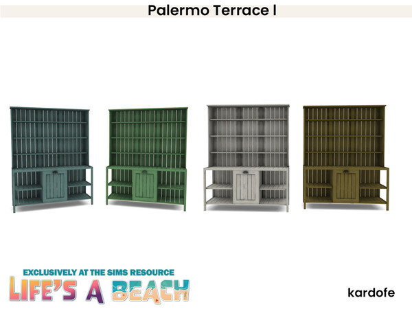 Sims 4 — Life's a Beach_kardofe_Palermo Terrace_Shelving by kardofe — Furniture, pergola and decorative objects to