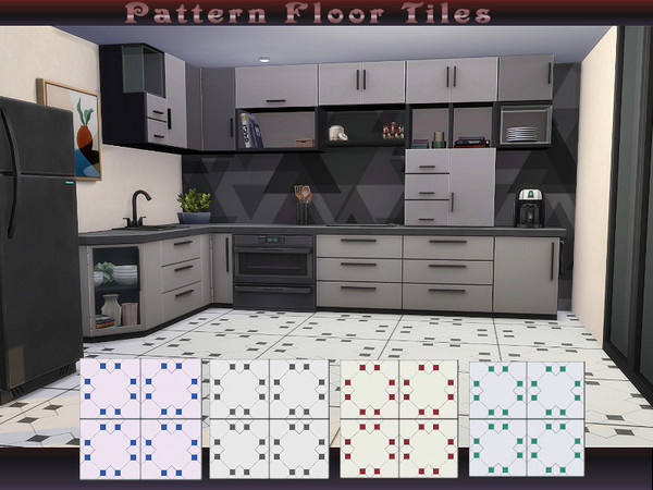 Sims 4 — Pattern Floor Tiles by Kumi80 — pattern floor tiles for kitchen or bathroom