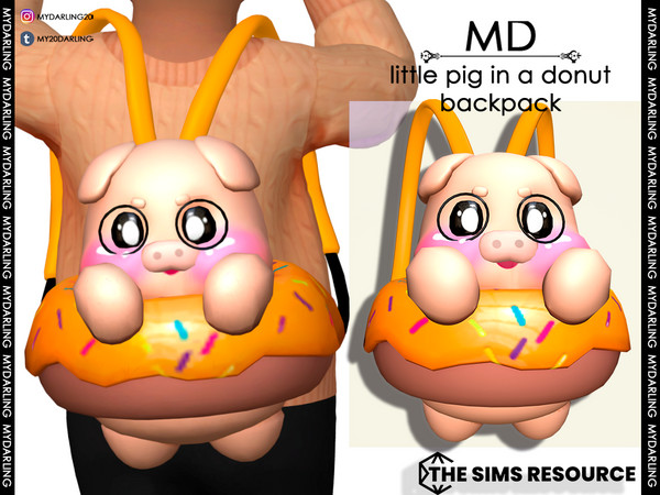Sims 4 — little pig in a donut backpack Toddler by Mydarling20 — new mesh, base game compatible, all lod,s all maps, 10