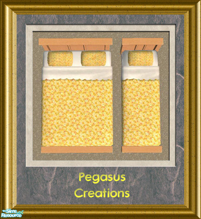 Sims 2 — Grandma's House Bedding - Yellow by pegasussims — Grandma's House cute and quant bedding in Yellow.