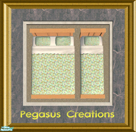 Sims 2 — Grandma's House Bedding - Green by pegasussims — Grandma's House cute and quant bedding in Green.
