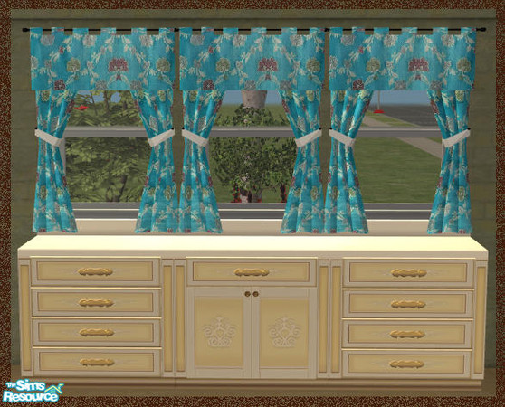 Sims 2 — blue by Sophel21 — 5 uni and 5 curtains with textures - ***REQ. grandiose mesh from Solfal here @TSR***