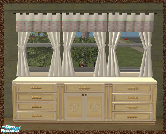 Sims 2 — white/pink by Sophel21 — 5 uni and 5 curtains with textures - ***REQ. grandiose mesh from Solfal here @TSR***