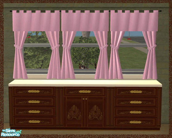 Sims 2 — pink by Sophel21 — 5 uni and 5 curtains with textures - ***REQ. grandiose mesh from Solfal here @TSR***