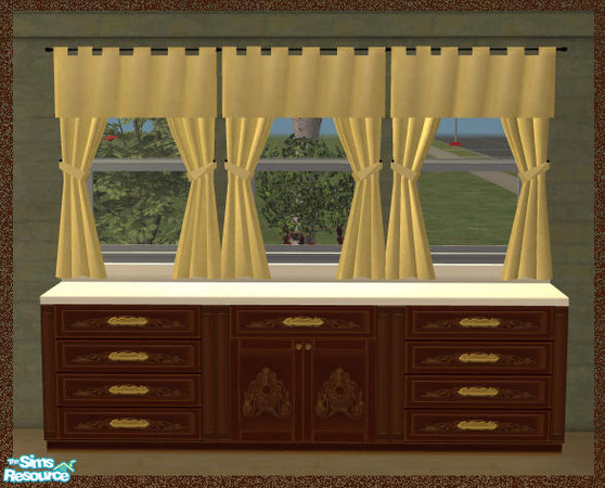Sims 2 — yellow by Sophel21 — 5 uni and 5 curtains with textures - ***REQ. grandiose mesh from Solfal here @TSR***