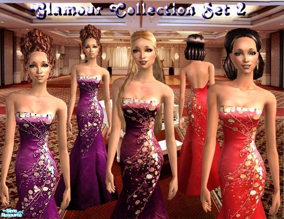 Sims 2 — Glamourous Collection Set 2 by Lianaa — 3 beautiful, glamour gowns only for special moments!