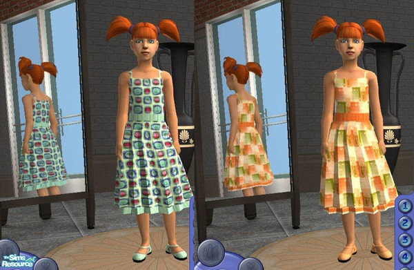 Sims 2 — Retro Day School by Jron — Two cute retro-ish dresses for your little girl Sims to wear. This is a formal wear