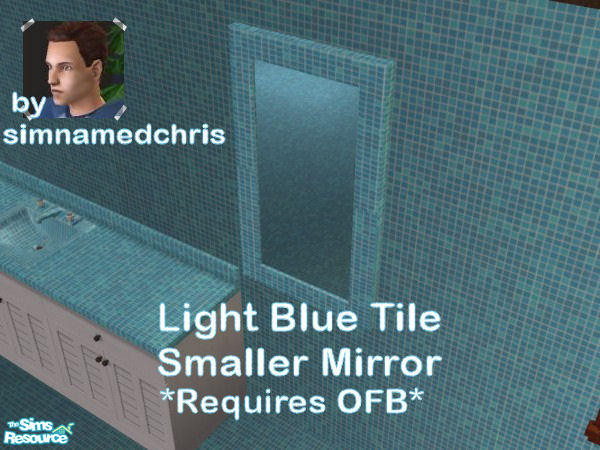 Sims 2 — Light Blue Tile Bathroom Add-Ons: Mirror by simnamedchris — Part of my Light Blue Tile Bathroom set. TSRAA.